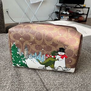 Authentic Coach Winter Print Canvas Cosmetic Case